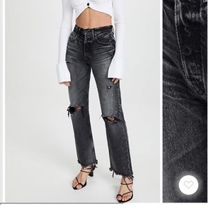 Moussy denim Odessa wide straight black washed jean